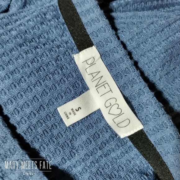 NWT Planet Gold Tunic Sz Small Long Sleeve Blue Waffle Weave - Picture 5 of 11